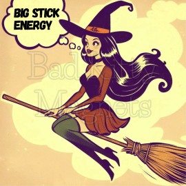 Retro witch big stick energy funny  High Quality Metal Magnet 4x4 inches 659