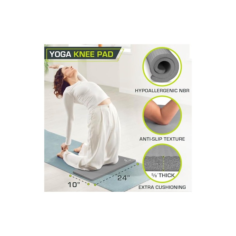 ProsourceFit Extra Thick Yoga Knee Pad and Elbow Cushion 15mm