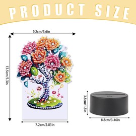 SHEGZHUC Diamond Painting Bedside Lamp Touch Tree of Life Flowers LED Table Lamp Night Light Socket USB LED Lamp Mosaic Diamond Painting Art Gift Ornaments Table Room Decoration