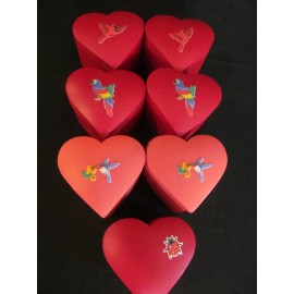 Handmade Heart Shaped Wooden Trinket Boxes with Swivel Lids