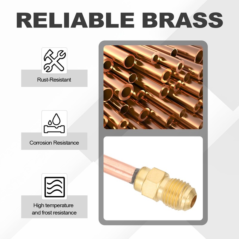 sourcing map 1/4" SAE 45 Degree Brass Pipe Fitting, 5