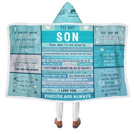 PresPF Son Gifts from Dad Mom,to My Son Doubleside Wearable Hoodie Blanket Gift, Christmas Birthday Graduation Adult Gifts for Son, I Love You Son Sherpa Couch Blanket Hoodie Gift, 47"x 72"
