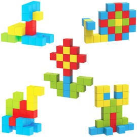 BESOO Magnetic Cube, 3D Puzzle, STEM Educational Kit, Building Blocks, Shapes, Volume, Math Teaching Material, Brain Development, DIY Building Set, 1.0 inches (25 mm), Cube, 40 Pieces (4 Colors)