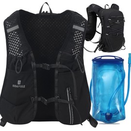 Running Backpack Hydration Backpack Trail Backpack Hydration Pack Bicycle Backpack for Running, Camping, Hiking, Marathoner with 500 ml Soft Flasks Water Bottle (Black with Hydration Bladder)