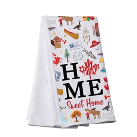 PWHAOO Canada Kitchen Towel Home Sweet Home Canada Tea Towel Canada Symbols Gift Canada Lover Gift (Sweet Home Canada Towel)