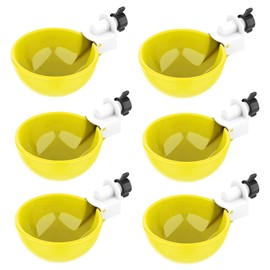 Pack of 6 Chicken Drinkers, Automatic Poultry Drinkers, Plastic Chicken Drinkers, for Chickens, Ducks, Pigeons, Turkeys (Yellow)