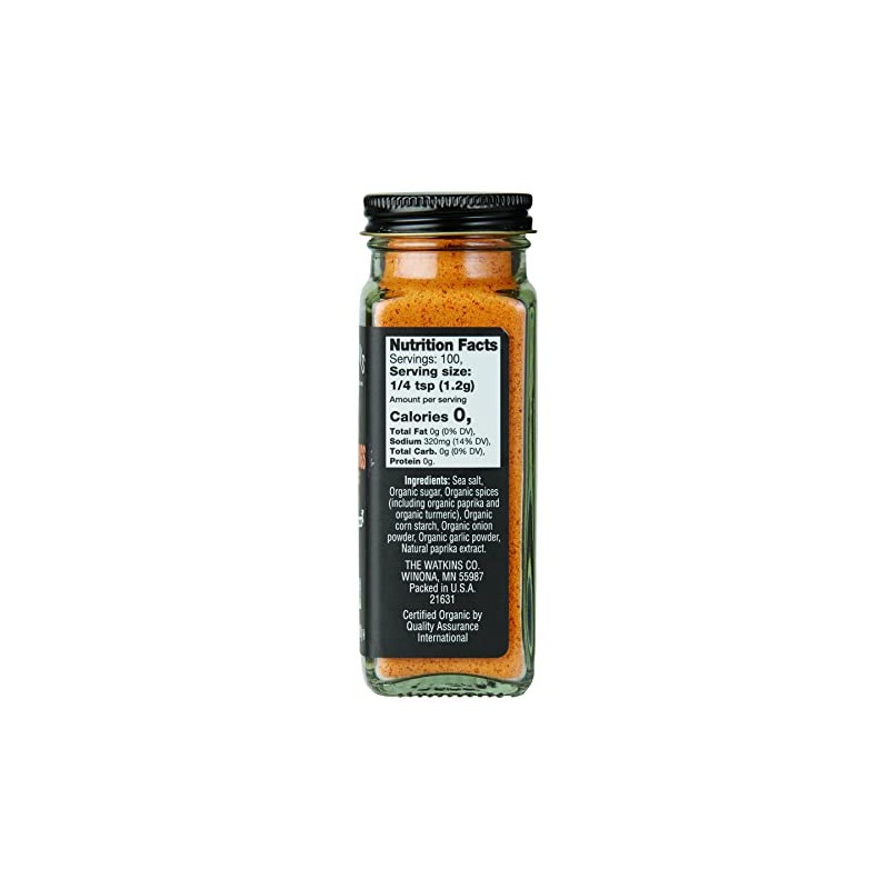 Watkins Gourmet Organic Spice Jar, Seasonings With Salt, 4.2 Oz