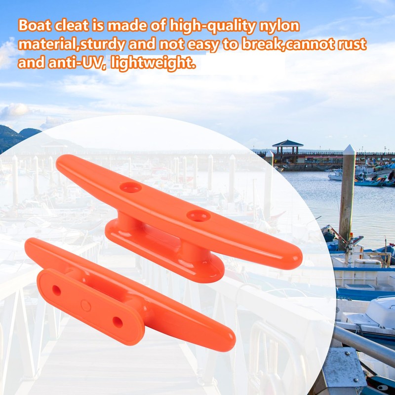 Orange Nylon Boat Cleat 6 Inch, 4 Pack Dock Cleat
