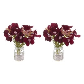 CoCud Mini Flowers Dollhouse in Vase, Silk Plastic Miniature Dollhouse Accessories with Tiny Flower Burgundy - (Applications: for 1:12 1:8 or 1:6 Scale Fairy Micro House) 2-Pieces