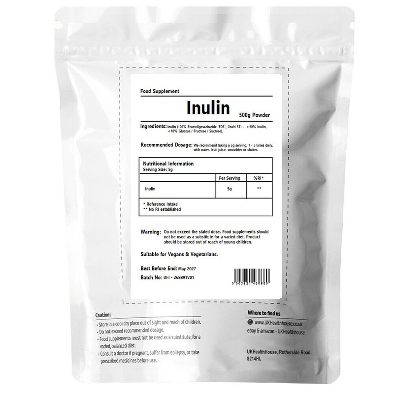 UKHealthHouse Prebiotic Inulin Fibre Powder High Grade Supplement Premium Chicory