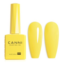 CANNI Bright Neon Yellow Gel Polish - Pastel Butter Yellow Color, High Gloss Soak Off U V Gel Nail Polish for French Nail Manicure Salon DIY