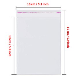 Borningfire 200 Pcs 5"x5" Square Clear Cello Cellophane Bags Resealable Self Adhesive Sealing, Good for Bakery Cookie Candy Soap Cards Snacks Food Treat Gift Favor