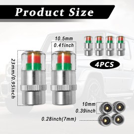 4Pcs Universal 32PSI Car Tire Pressure Monitor Valve Stem Caps Sensor Indicator - 3 Colors Alarm for Cars, SUVs, Trucks