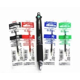 Uni-ball Jetstream 4&1 4 Color 0.5 Mm Ballpoint Multi Pen(msxe510005.24)+ 0.5 Mm Pencil(black Body) & 4colors Ink Pens Refills Value Set