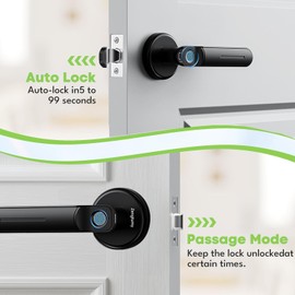 Zengtumy Keyless Entry Door Lock with Fingerprint/Key-Smart Door Lock for Home, Hotel, Office, Apartment-Black