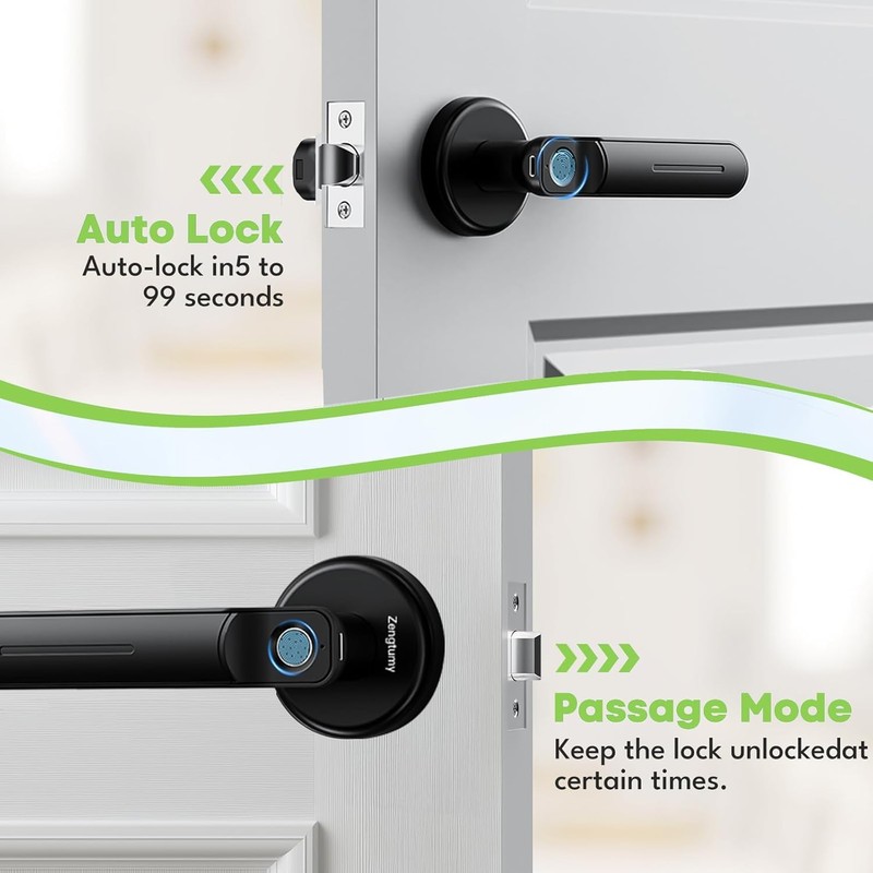 Zengtumy Keyless Entry Door Lock with Fingerprint/Key-Smart Door Lock for