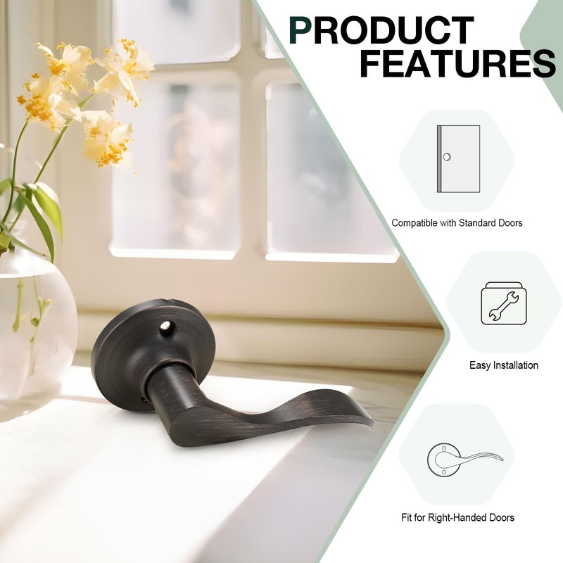 GOBEKOR 6 Pack Dummy Door Handles Oil Rubbed Bronze Right-Handed