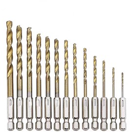 Drill Bit, Drill Blade, Drill Set, Drill Bit Set, Set of 13, DIY Hexagonal Shaft, Impact Driver, Drill Driver, Electric Drill, For Ironworking, Woodworking, Steel Use, Versatile, 0.06 - 0.26 inches (1.5 - 6.5 mm)