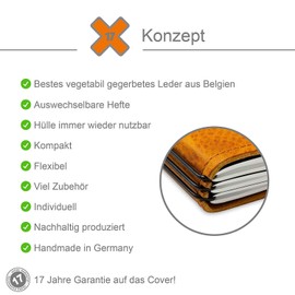 X17 Notebook A5 Red Leather Interchangeable Notebooks (Blank, Lined, Squared, Dots) Made in Germany