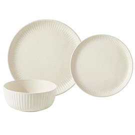 Stoneware Dinnerware Set. Dishes for 4. Plates and Bowls Set. Microwave Safe. Platos de Cocina. Kitchen Plates Cream Ivory