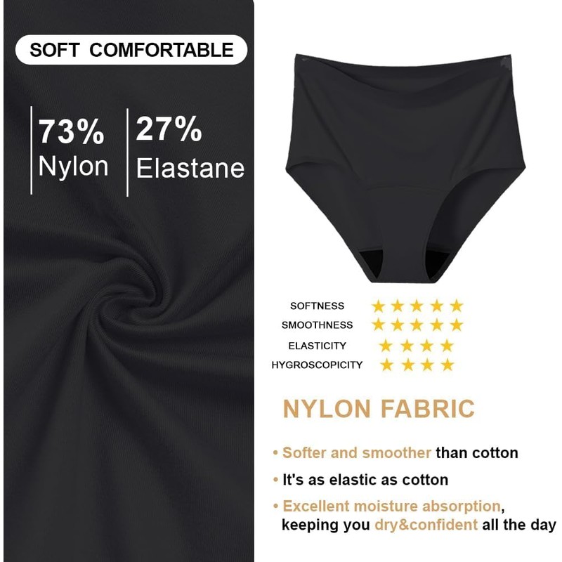 BATTEWA Incontinence Underwear for Women Washable, Leak Proof Underwear,Seamless Panties,