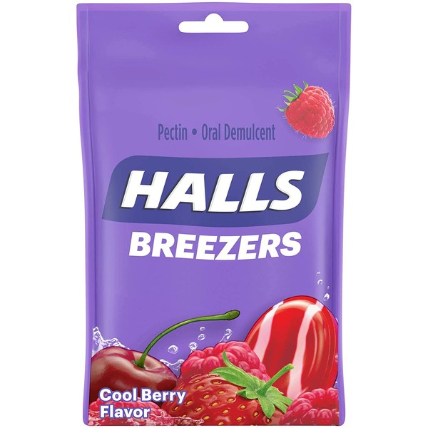 Halls Breezers Drops Cool Berry - 25 ct, Pack of 4