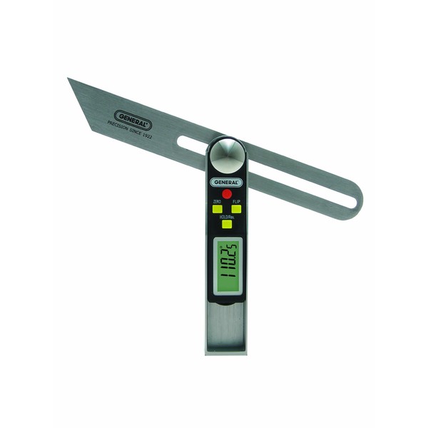 General Tools T-Bevel Gauge & Protractor #828 - Digital Angle Finder with Full LCD Display & 8" Stainless Steel Blade
