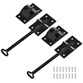 ESUDNT RV Door Holder with Silent Snap, Upgrade Noiseless Black Metal Camper Door Holder Trailer Door Latch, Catch T-Style Door Holder to Keep Door Open for Cargo Trailer, Truck (2 Pack,6 Inch)