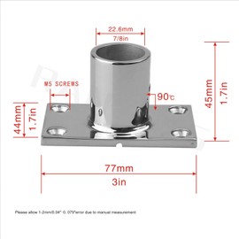 RANYUSS Boat Hand Rail Fitting-90 Degree 7/8 inch(22.4MM) Rectangular Base-Marine 316 Stainless Steel usd by Boats/Awning with Screws (1)(90度TITLE)