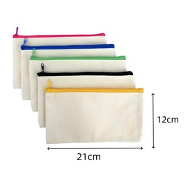 Pack of 20 White Canvas Pencil Cases, 21 x 12 cm, Canvas Pencil Case for Primary School with Zip, DIY Pencil Bag, Multifunctional Travel Bag, Colour: Plain, Colour:, Plain