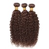 Dokksiiia Brown Kinky Curly Bundles Human Hair Color 4# Dark