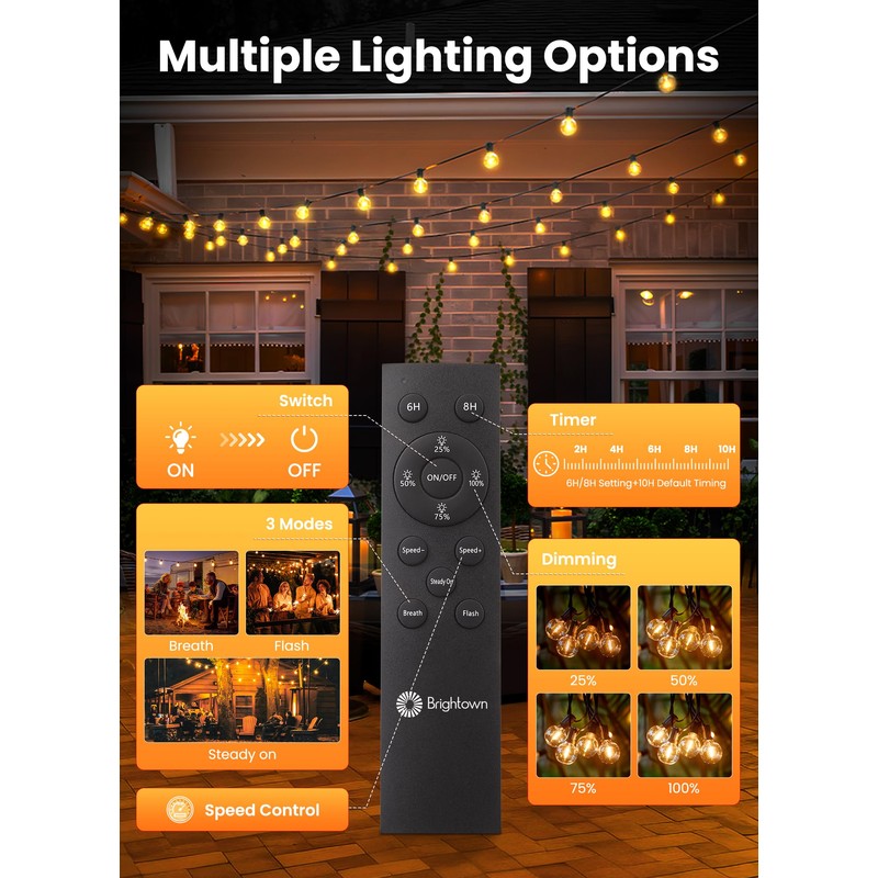 Brightown 158FT Solar String Lights Outdoor with Remote and 77