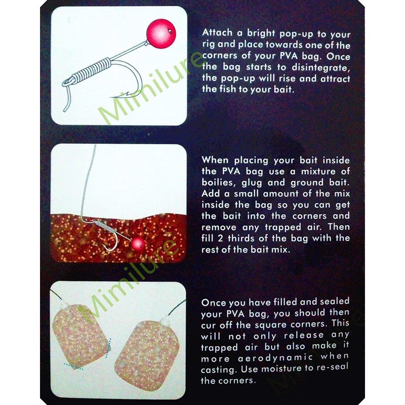 Milepetus Carp Fishing PVA Bags Quick Water Soluble Baits Bag