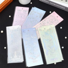 NICENEEDED 12 Sheets Holographic Kpop Deco Stickers for Photocards, Cute Korean Stickers, Colorful Potocard Sticker