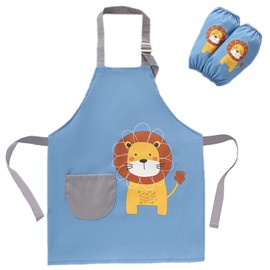 SUNNEKO Children's Cooking Apron with Pocket Waterproof Boys Girls Adjustable Kitchen Apron Craft Painting Baking Cooking Painting Apron Art Coat Work Apron Painting Craft Apron