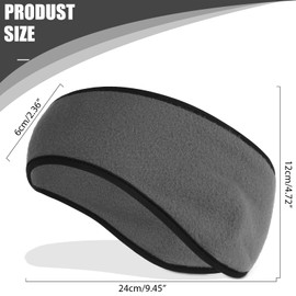 Ear Warmers Headband, 2 Pieces Winter Headbands for Women and Men, Earmuff Headband Fleece Earmuffs Running Headband Winter Ear Covers Moisture Wicking Sweatband Ski Sport Headband (Black+Grey)