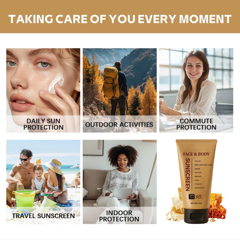 Beef Tallow Sunscreen SPF 50+, Organic Sun Cream, Tallow Balm