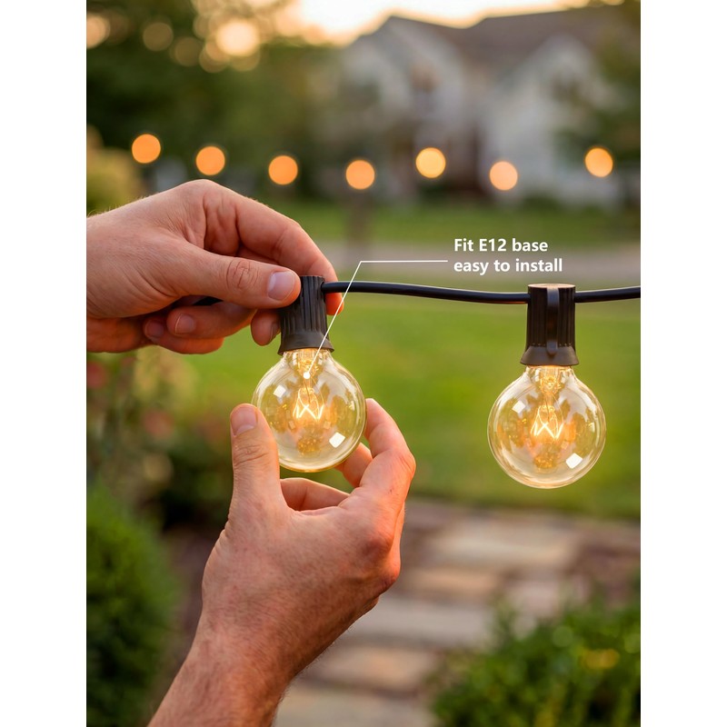 YIHKQDL 50 Pack G40 Replacement Bulbs for Outdoor String Lights,