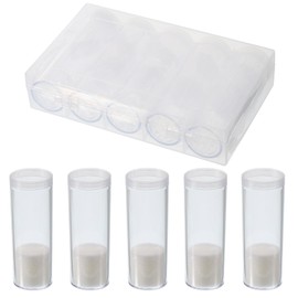 PATIKIL Round Coin Tubes, 5 Pack Coin Storage Tubes with Storage Box Plastic Coin Holders Containers Fit 30mm Coins for Collection Supplies, Clear