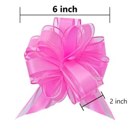sxvblly 6 PCS Large Pull Bows 6 Inch Pink Bows for Gift Wrapping Wedding Basket Birthday Party Gift Boxes and Flower Decorations