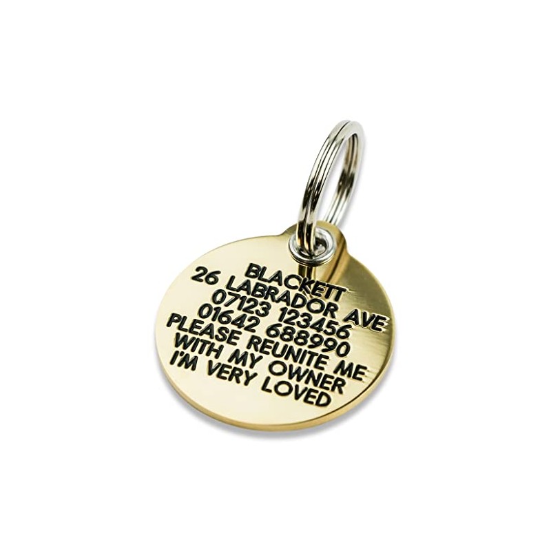 Reinforced Deeply Engraved Solid Brass 33mm Circular Dog tag