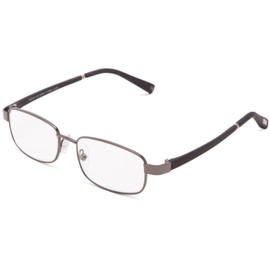 Foster Grant Men's Manning Square Reading Glasses, Matte Gunmetal/Transparent, 52 mm, 1.50