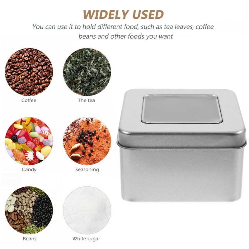PACKOVE Small Metal Storage Box with Lid Square Silver Metal