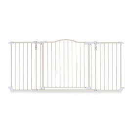 Toddleroo by North States - Deluxe Décor Safety Gate: Extra Wide Baby Gate - Adjustable 38.3 to 72 Inches W - 30 Inches T - Taupe - Metal - Warm White