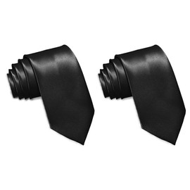 BOZONGO Black Tie for Mens & Womens, 148x8 cm Satin Neck Tie – Perfect for Weddings, Funerals, Christmas, Casual Wear, Skinny Tie Look, Men Costume Accessories (2, Black, Standard)