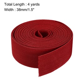 sourcing map Twill Wide Elastic Band Double-Side 38mm(1 1/2 inch) Flat 4 Yard Woven Elastic Band Knit Elastic Spool Heavy Stretch Strap Red for Sewing, Waistband