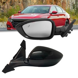 Left Driver Mirror Compatible With 2018-2022 Honda Accord LX, Sport,With Power Glass,Heated,Blind Spot Detection and Manual Folding 7Pins,Black/No-Turn Signal