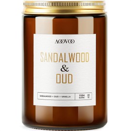 AOOVOO Sandalwood Oud Candle - Large Scented Candles 22oz, Soy Candles, Aromatherapy Candle, Soy Wax Candle