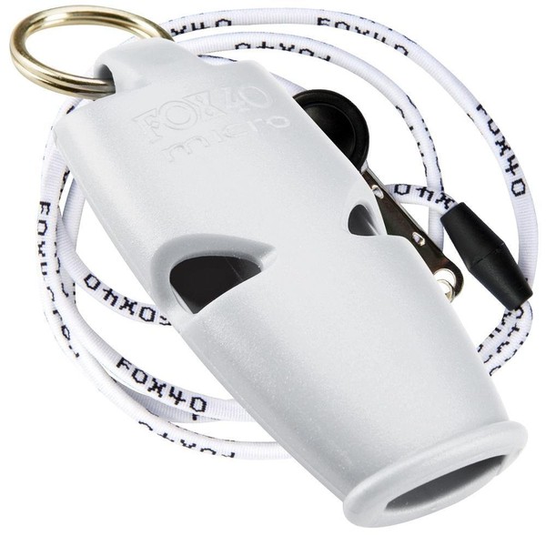 Fox 40 Micro Safety Whistle with Landyard, WHITE