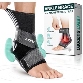 AREST Ankle Bandage with Compression Band - Adjustable Ankle Support - Ultra Thin Foot Bandage - Bandage Ankle for Men and Women (XL)